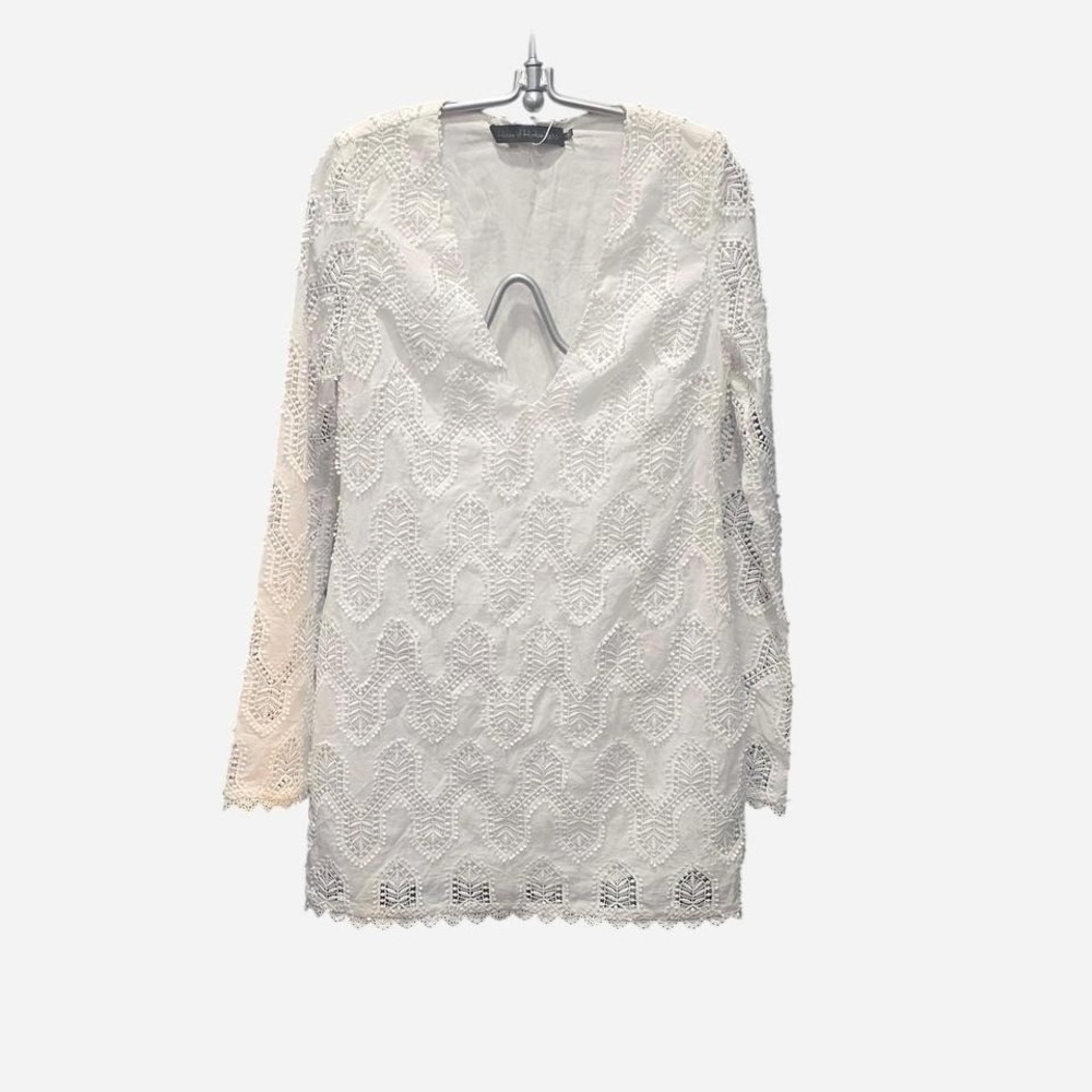 SMALL WHITE LACEY LONG SLEEVED BOHO COUNTRY DRESS